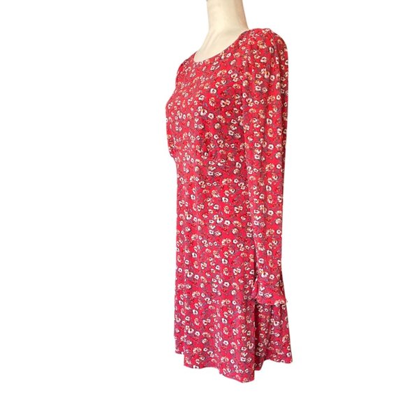 Free People Red Say Hello Floral Mini Dress SZ M Modern Boho - Picture 6 of 14